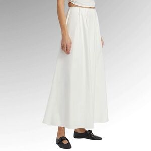 Reformation Lucy Pleated Stretch Cotton A-Line Maxi Skirt